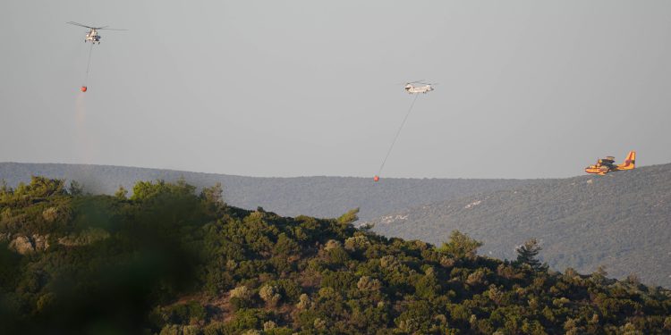 İzmir Urla’da orman yangınına müdahale sürüyor…Evler ve karavanlar tahliye edildi