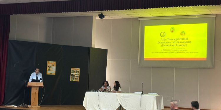Tarım Dairesi Müdürlüğü ve Tarımsal Araştırma Enstitüsü Müdürlüğü, üreticileri turunçgillerde yeşillenme hastalığıyla ilgili düzenlenen toplantıyla bilgilendirdi