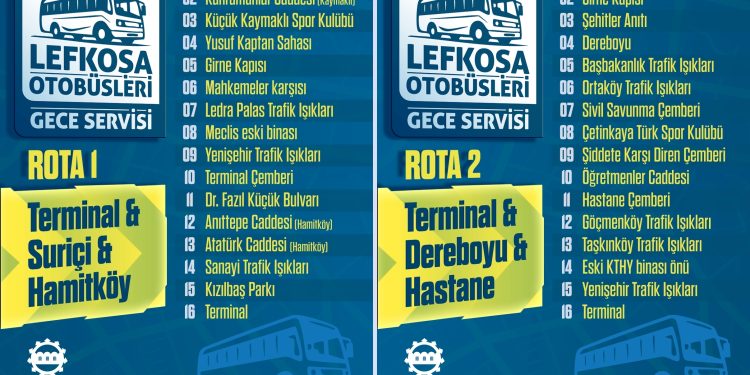 Lefkoşa otobüsleri gece servisi 1 Temmuz’da hizmet vermeye başlıyor