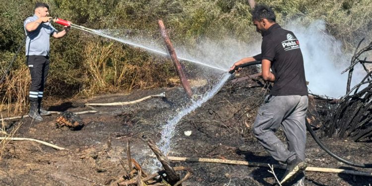 Güzelyurt – Kalkanlı’da yangın soğutma çalışmaları devam ediyor