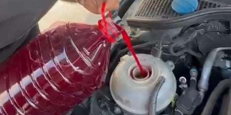 Otobanda hararet yapan aracına şalgam suyu koydu