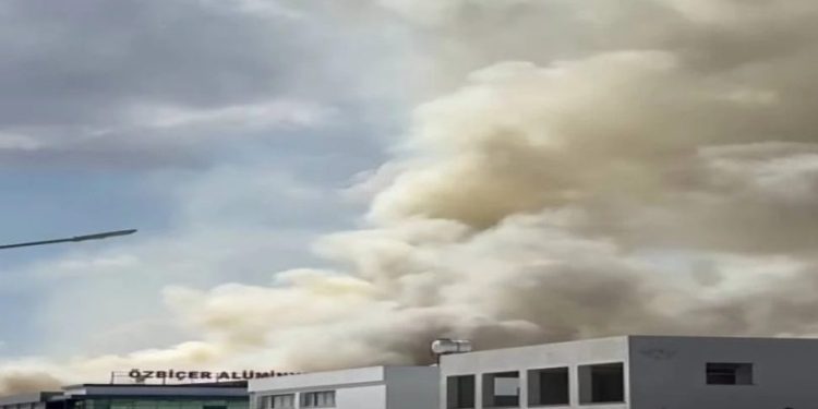 Alayköy Sanayi Bölgesi’nde bulunan depoda yangın